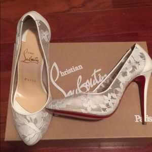 White lace Louboutin heels